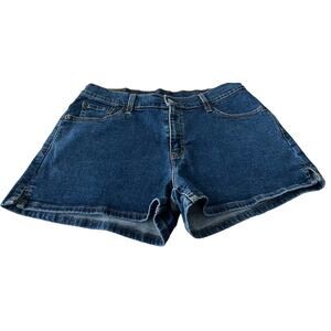 LEVI STRAUSS DENIM JEAN SHORT-SHORTS, JUNIORS, 13, BLUE, BELT LOOPS-ZIP/BUTTON
